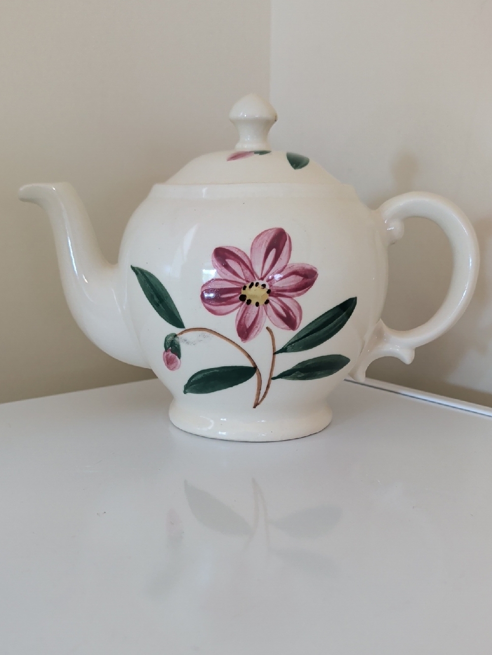 Vintage Shawnee USA Cream Teapot | Pink Floral Ceramic Tea Pot